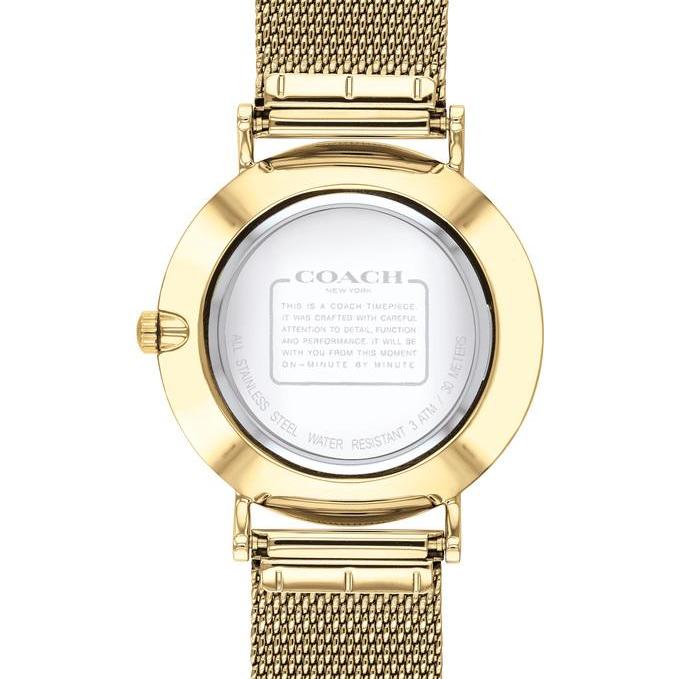 Coach Perry White Dial Gold Mesh Bracelet Watch for Women - 14503125