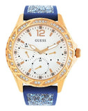 Guess Swirl Analog Quartz White Dial Blue Rubber Strap Watch for Women - W1096L4