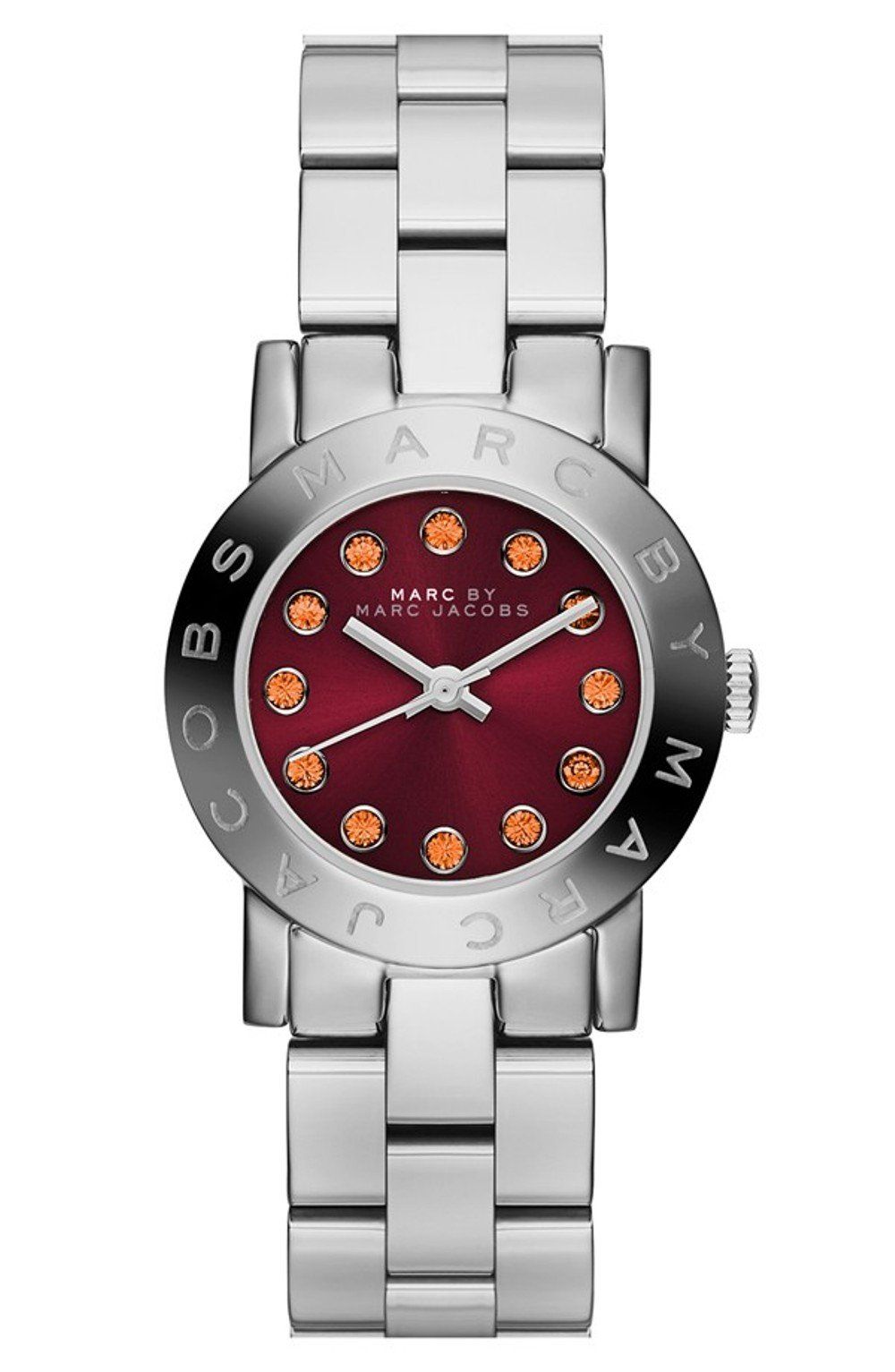 Marc Jacobs Amy Red Dial Silver Steel Strap Watch for Women - MBM3335