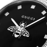 Gucci G Timeless Quartz Black Dial Silver Steel Strap Watch For Women - YA1265020