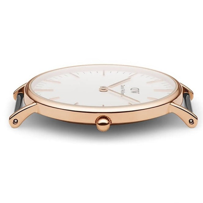 Daniel Wellington Classic St. Mawes White Dial Brown Leather Strap Watch for Men - DW00100035