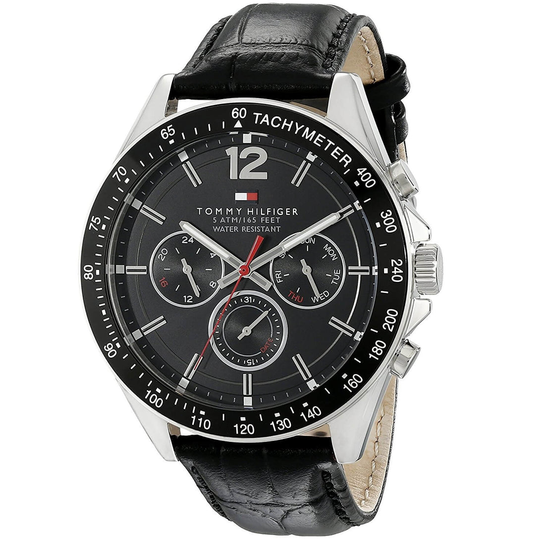 Tommy Hilfiger Luke Quartz Black Dial Black Leather Strap Watch for Men - 1791117
