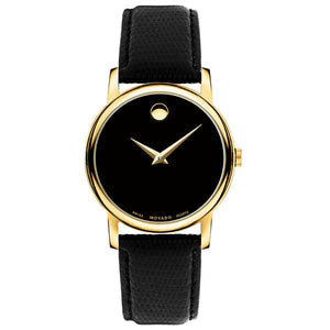 Movado Museum Black Dial Black Leather Strap Watch For Men - 2100005