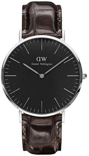 Daniel Wellington Classic York Black Dial Brown Leather Strap Watch For Men - DW00100134