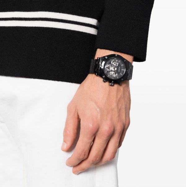 Guess Continental Chronograph Black Dial Black Mesh Strap Watch For Men - GW0582G3