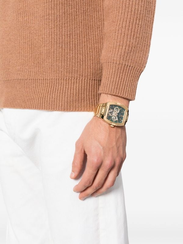 Guess Phoenix Multi Function Green Dial Gold Steel Strap Watch for Men - GW0456G3