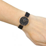 Daniel Wellington Petite Ashfield Black Dial Black Mesh Strap Watch For Women - DW00100245