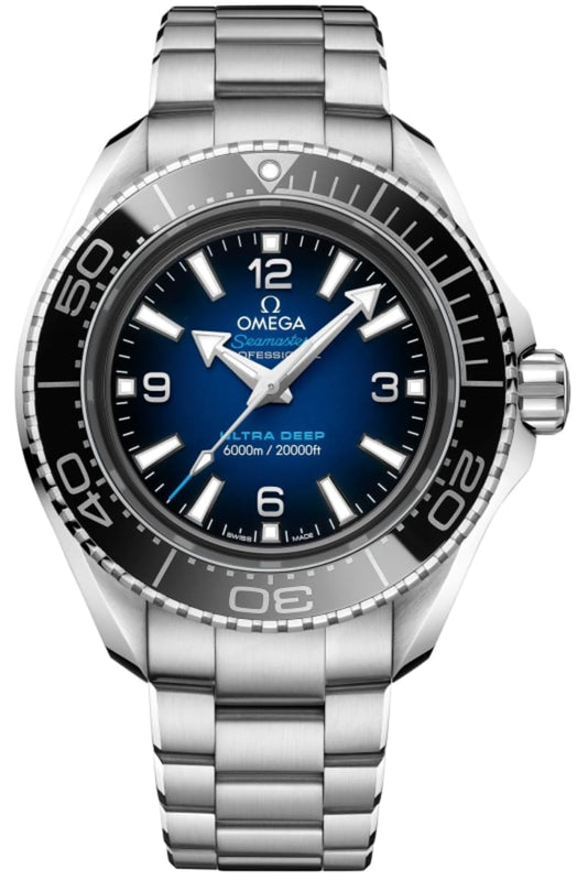 Omega Seamaster Planet Ocean 6000M Co Axial Master Chronometer Blue Dial Silver Steel Strap Watch for Men - 21530462103001