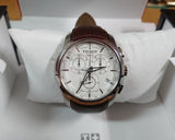 Tissot Couturier Chronograph White Dial Brown Leather Strap Watch For Men - T035.617.16.031.00