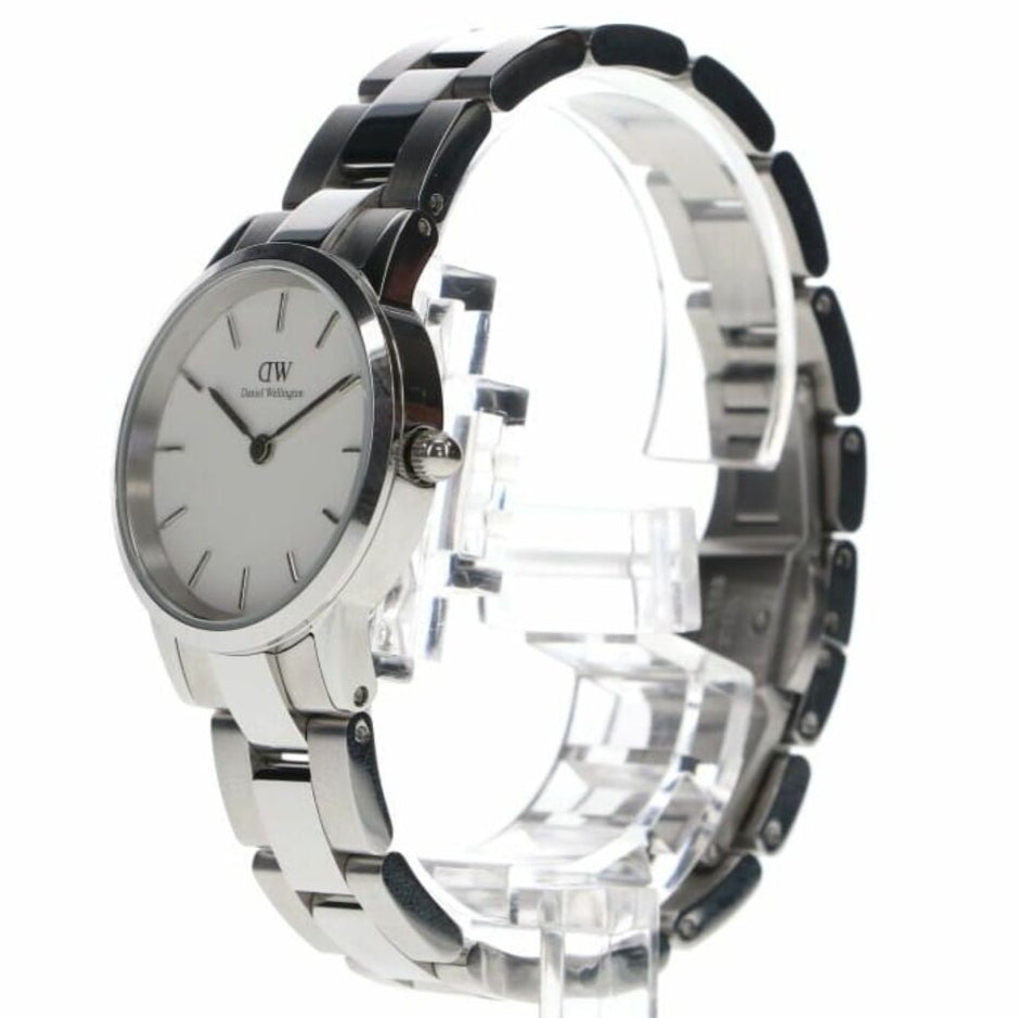 Daniel Wellington Iconic Link White Dial Silver Steel Strap Watch For Women - DW00100207
