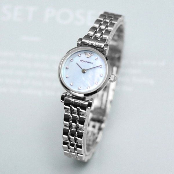 Emporio Armani Gianni Blue Dial Silver Steel Strap Watch For Women - AR1961