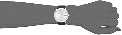 Calvin Klein Minimal Silver Dial Brown Leather Strap Watch for Men - K3M221G6