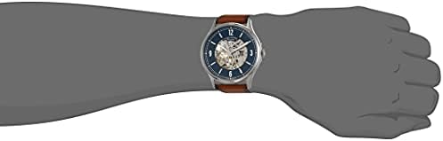Fossil Forrester Luggage Automatic Skeleton Blue Dial Brown Leather Strap Watch for Men - ME3179