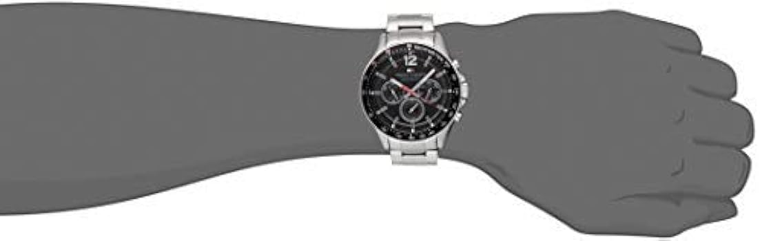 Tommy Hilfiger Luke Chronograph Black Dial Silver Steel Strap Watch for Men - 1791104