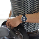 Hugo Boss Jet Blue Dial Black Leather Strap Watch for Men - 1513283