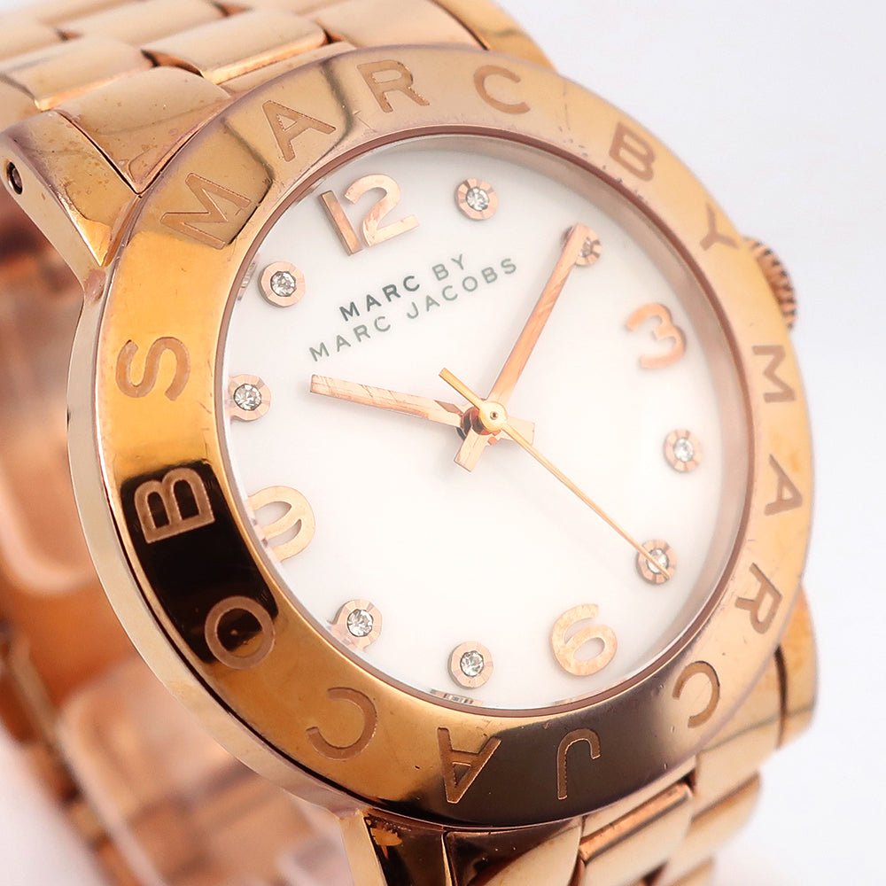Marc Jacobs Amy White Dial Rose Gold Steel Strap Watch for Women - MBM3077