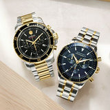 Movado Series 800 Chronograph Black Dial Two Tone Steel Strap Watch For Men - 2600146