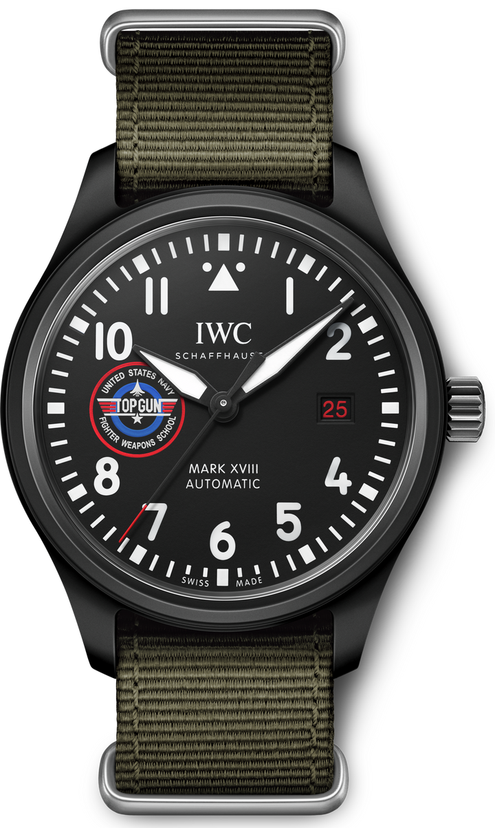 IWC Pilot’s Watch Mark XVIII Top Gun Edition “SFTI” Black Dial Green Nylon Strap Watch for Men - IW324712