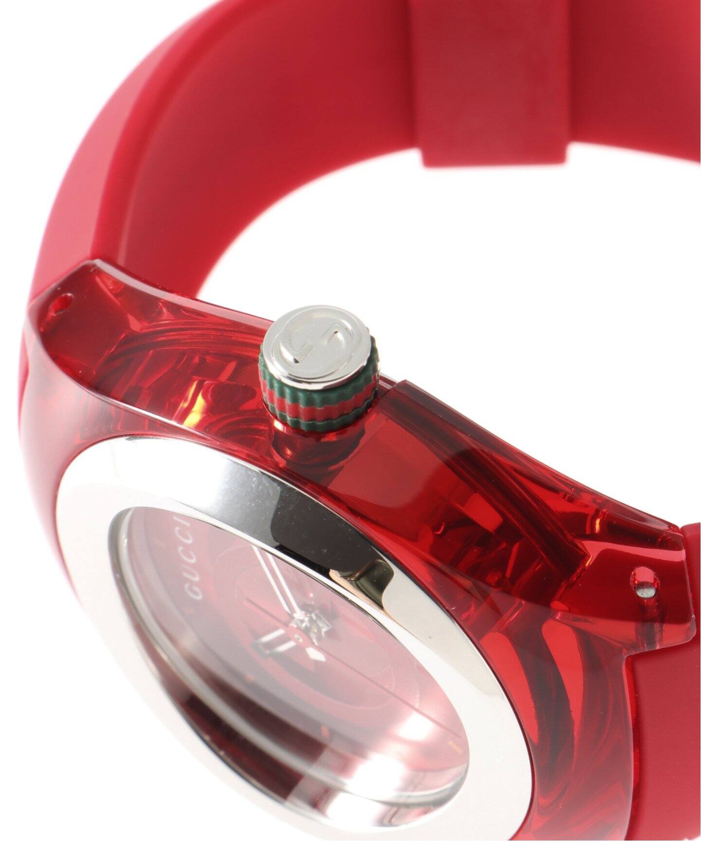 Gucci Sync Quartz Red Dial Red Rubber Strap Watch For Women - YA137303