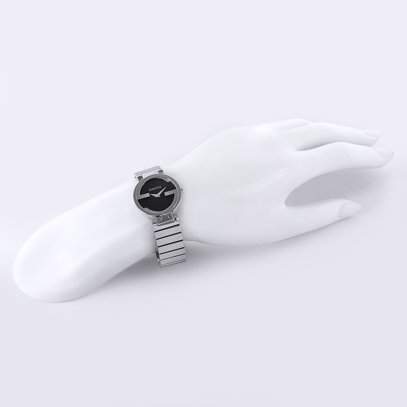 Gucci Interlocking G Quartz Black Dial Black Steel Strap Watch For Women - YA133502