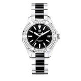Tag Heuer Aquaracer Quartz Diamonds Black Dial Two Tone Steel Strap Watch for Men - WAY131E.BA0913