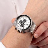 Maserati SFIDA Chronograph White Dial Silver Steel Strap Watch For Men - R8873640003