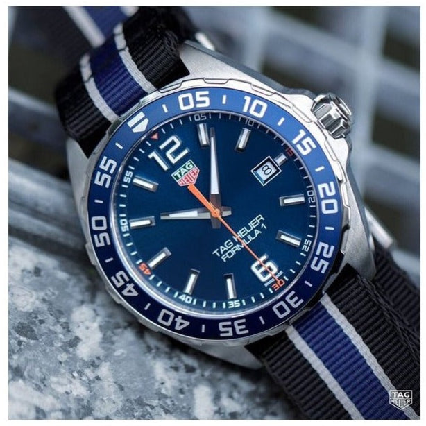 Tag Heuer Formula 1 Quartz Blue Dial Two Tone NATO Strap Watch for Men - WAZ1010.FC8197