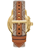 Tory Burch The Tory Chronograph White Dial Maroon Jacquard Strap Watch for Women - TBW1050
