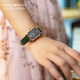 Emporio Armani Gioia Analog Black Mother of Pearl Dial Green Leather Strap Watch For Women - AR11149