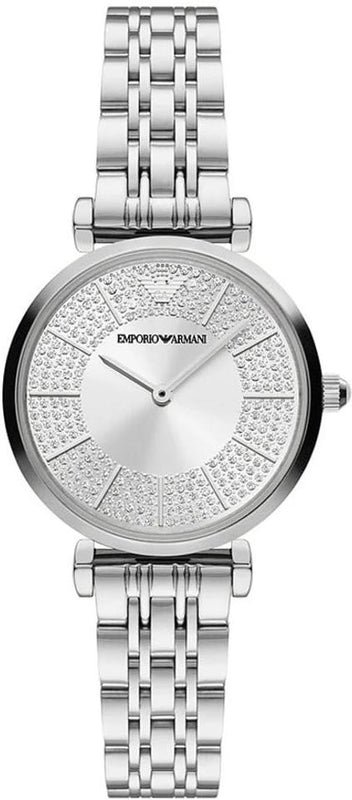 Emporio Armani Gianni T-Bar Quartz Silver Dial Silver Steel Strap Watch For Women - AR11445