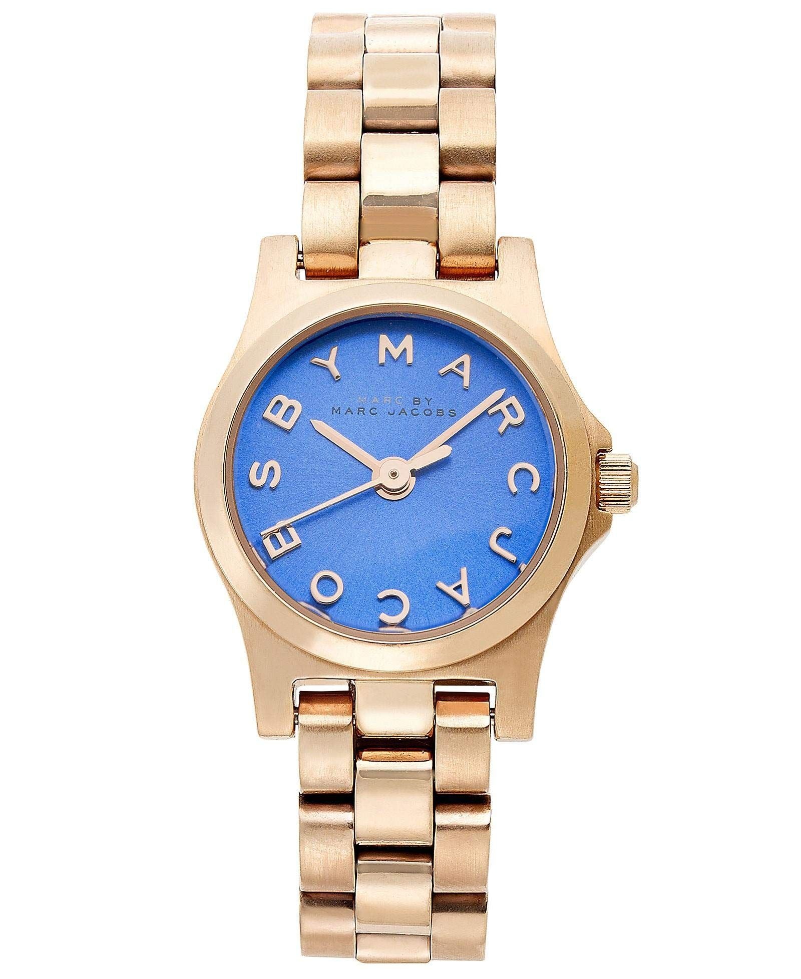 Marc Jacobs Henry Dinky Blue Dial Rose Gold Steel Strap Watch for Women - MBM3204