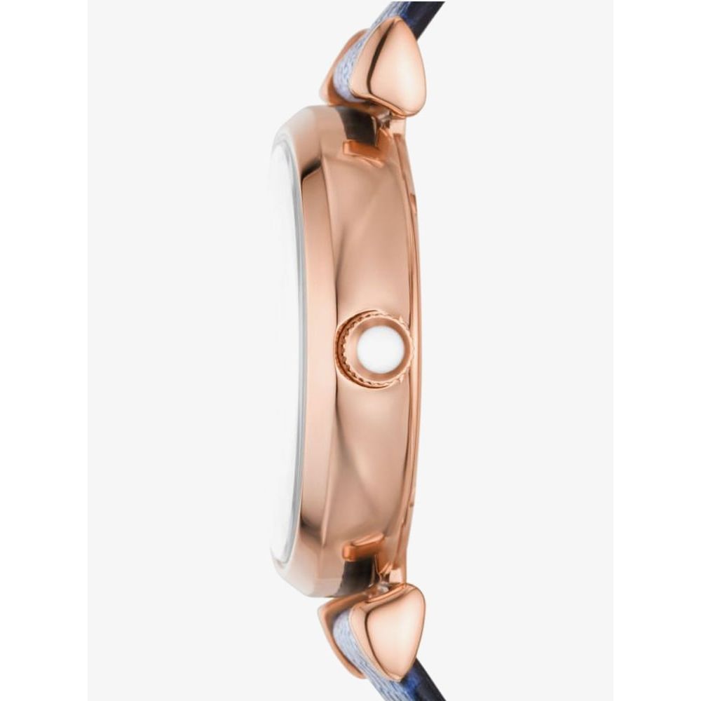 Emporio Armani Gianni T-Bar Analog Mother of Pearl Dial Blue Leather Strap Watch For Women - AR11468