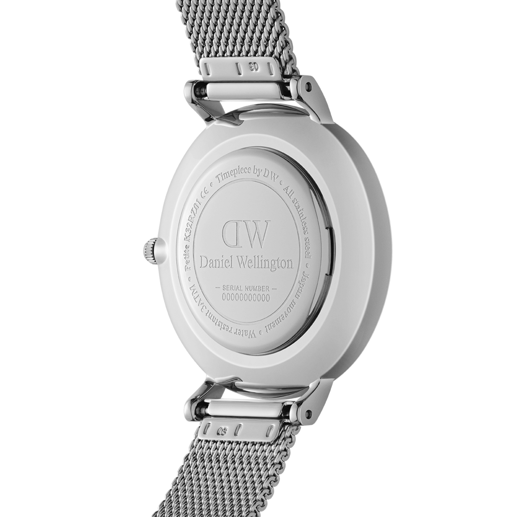 Daniel Wellington Petite Sterling Black Dial Silver Mesh Bracelet Watch For Women - DW00100218