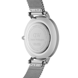 Daniel Wellington Petite Sterling Black Dial Silver Mesh Bracelet Watch For Women - DW00100218