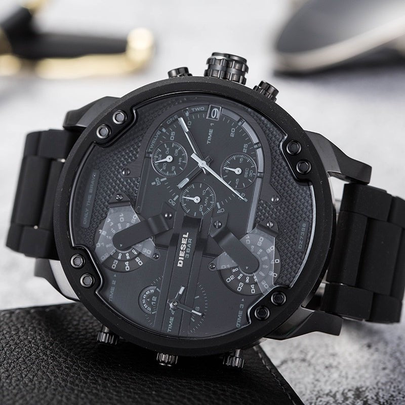 Diesel Mr Daddy 2.0 Chronograph Black Dial Black Steel Strap Watch For Men - DZ7396
