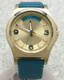 Marc Jacobs Baby Dave Gold Dial Blue Leather Strap Watch for Women - MBM1263
