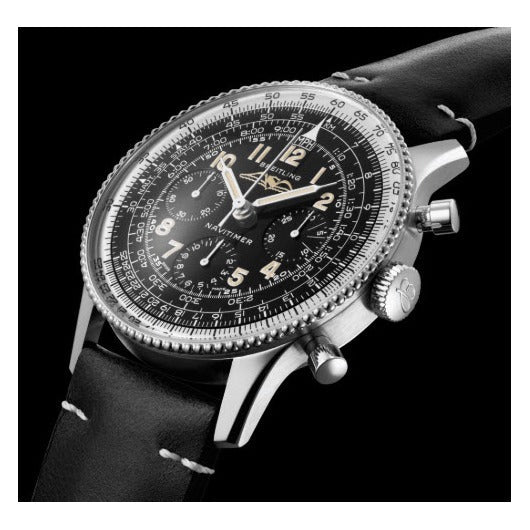 Breitling Navitimer Ref. 806 1959 Re-Edition Black Dial Brown Leather Strap Watch for Men - AB0910371B1X1