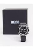 Hugo Boss Chronograph Black Dial Black Leather Strap Watch for Men - 1513864