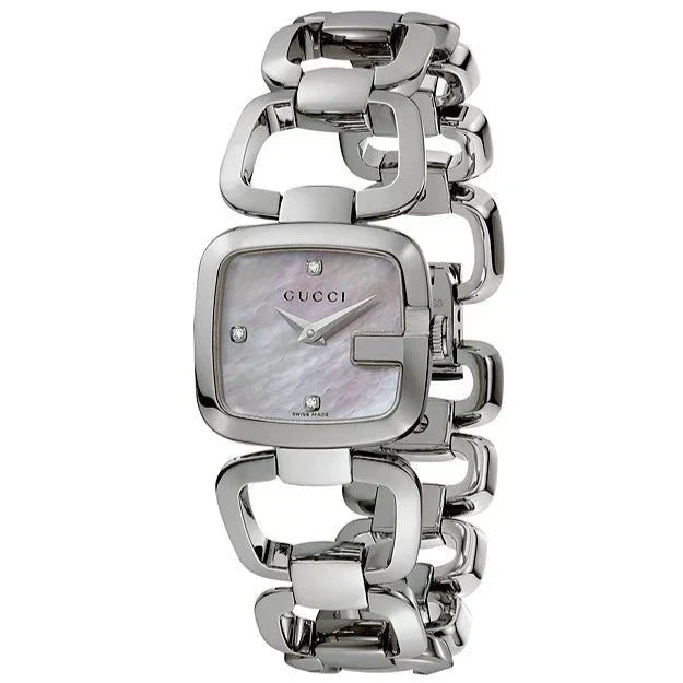 Gucci G Gucci Diamonds Mother of Pearl Dial Silver Steel Strap Watch For Women - YA125502