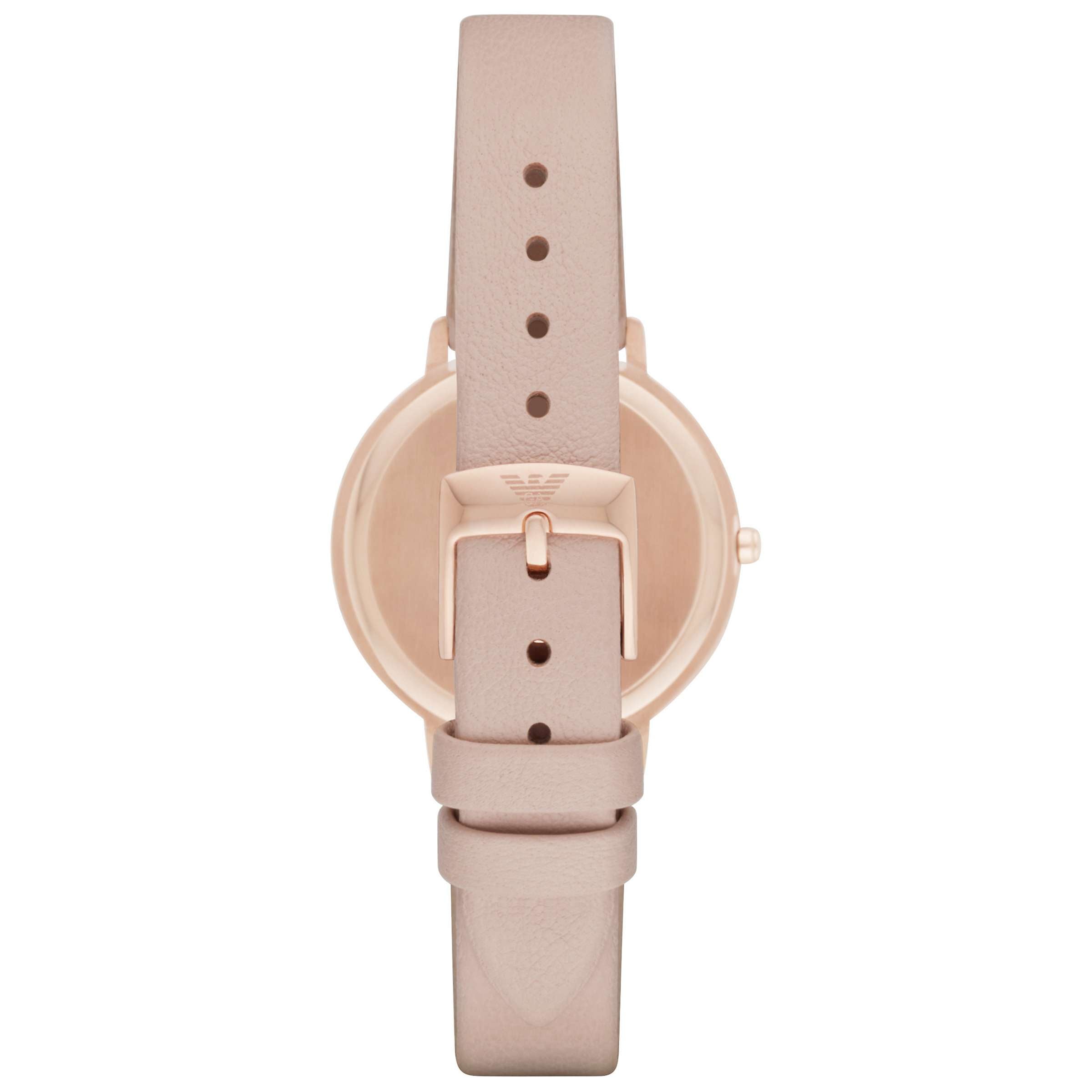 Emporio Armani Kappa Rose Gold & White Dial Beige Nude Leather Strap Watch For Women - AR2510
