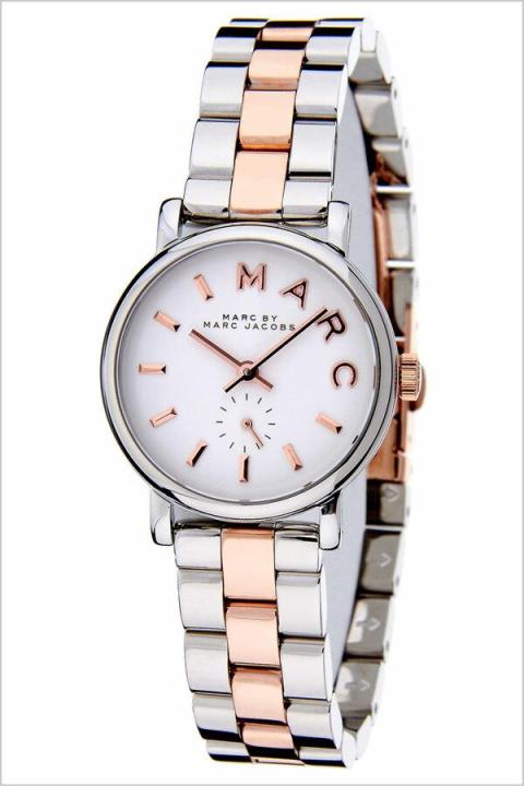 Marc Jacobs Baker White Dial Two Tone Steel Strap Watch for Women - MBM3331