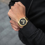 Maserati Stile 45mm Chronograph Black Dial Gold Steel Strap Watch For Men - R8873642001