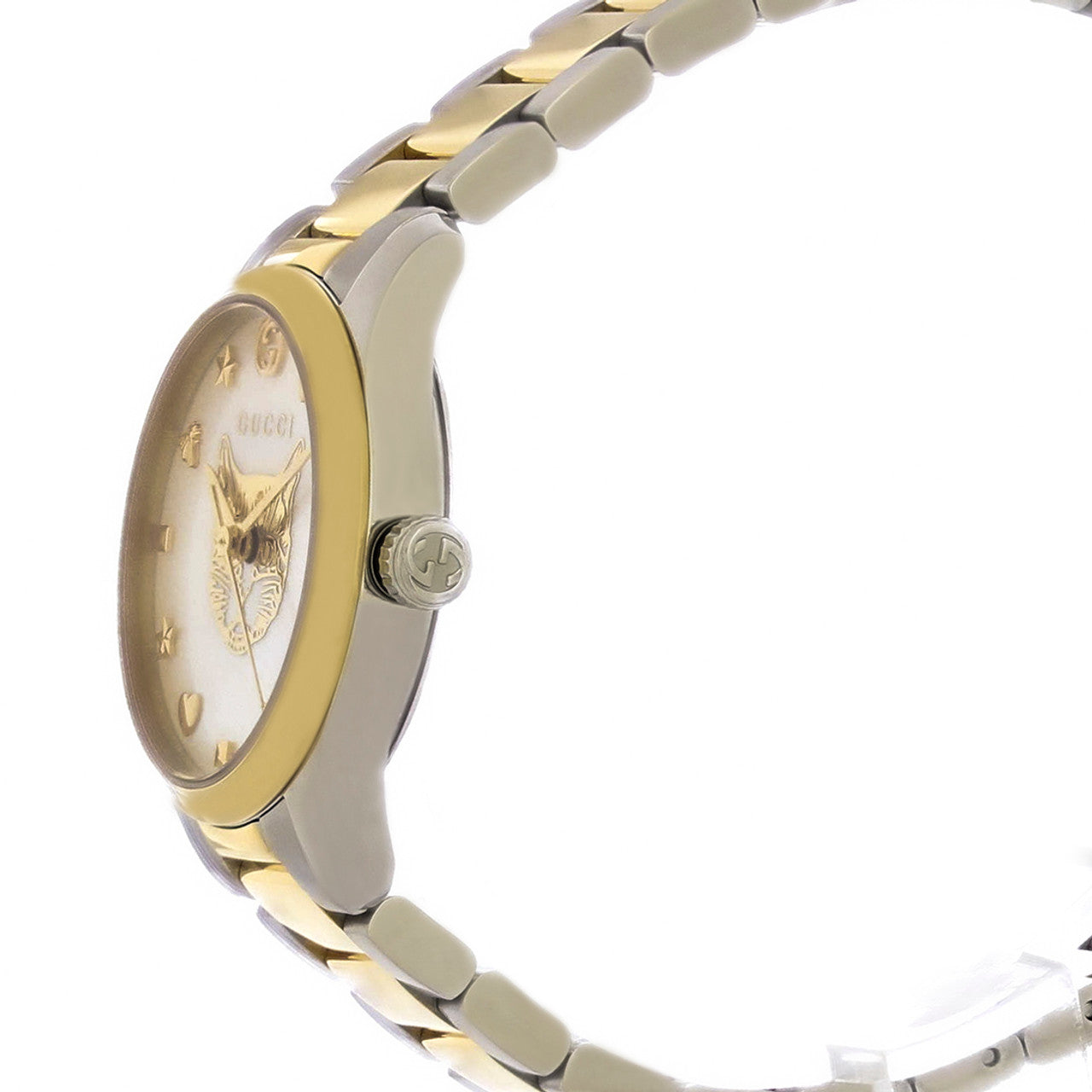Gucci G Timeless Quartz Mother of Pearl Dial Two Tone Steel Strap Watch For Women - YA1265012