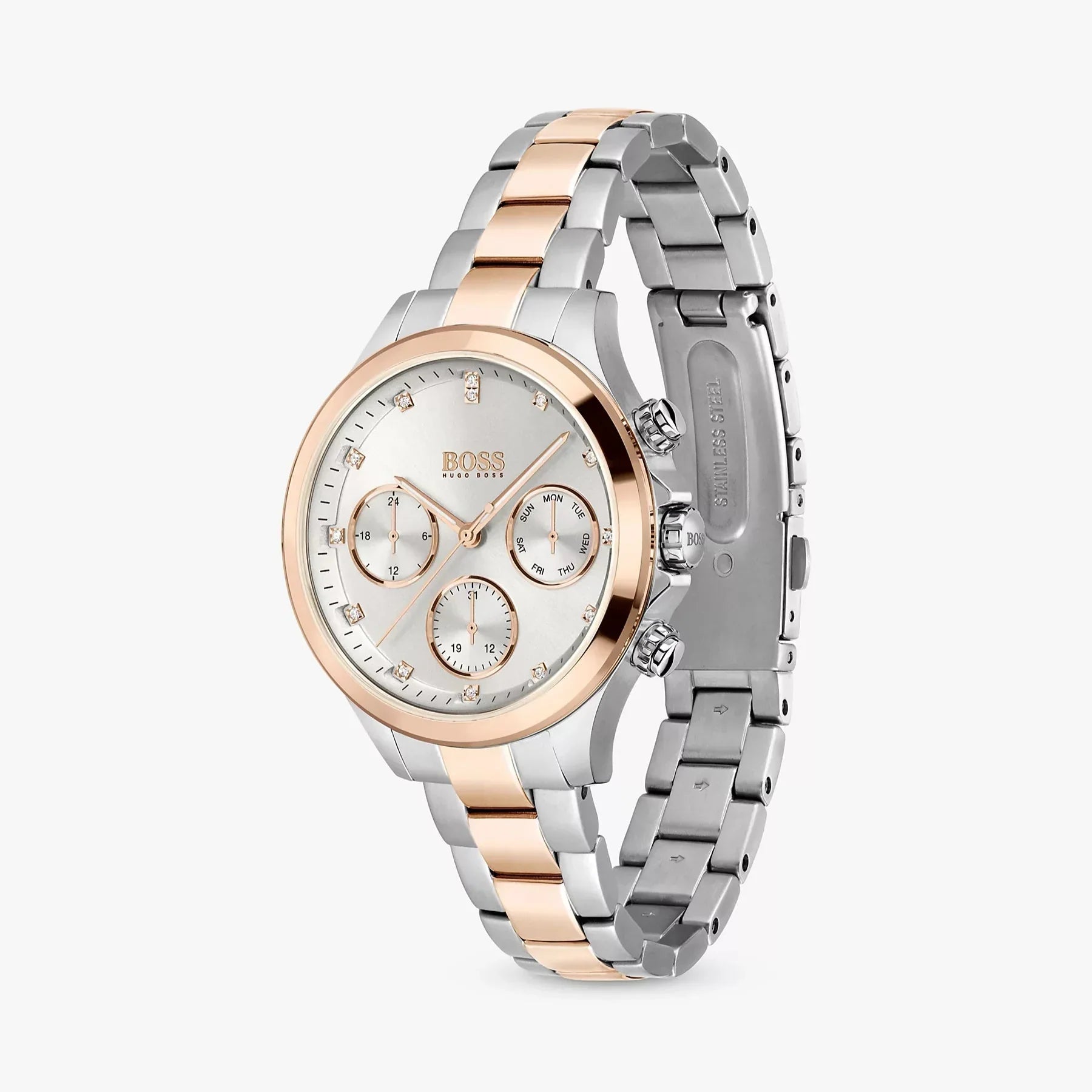 Hugo Boss Hera Chronograph Silver Dial Two Tone Steel Strap Watch for Women - 1502446