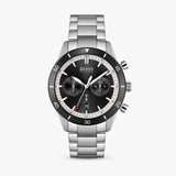 Hugo Boss Santiago Black Dial Silver Steel Strap Watch for Men - 1513862
