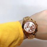 Michael Kors Bradshaw Chronograph Rose Gold Dial Rose Gold Steel Strap Watch for Women - MK5799