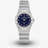 Omega Constellation Manhattan Quartz Diamonds Blue Dial Silver Steel Strap Watch for Women - 131.10.25.60.53.001