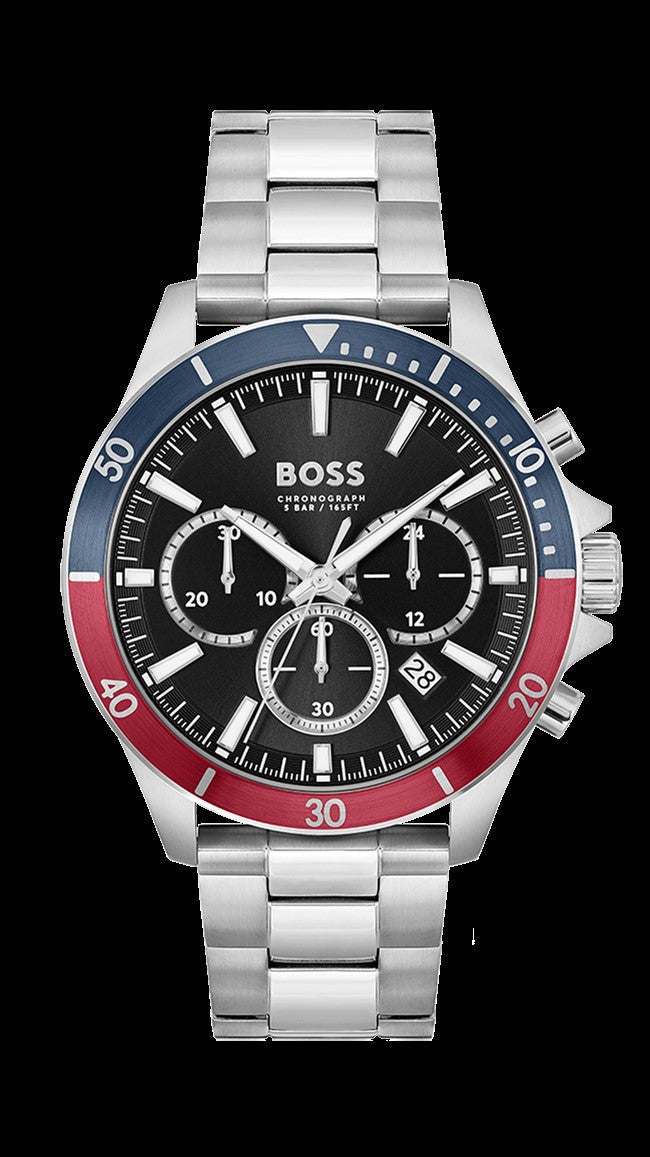Hugo Boss Troper Chronograph Black Dial Silver Steel Strap Watch For Men - 1514108
