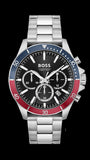 Hugo Boss Troper Chronograph Black Dial Silver Steel Strap Watch For Men - 1514108