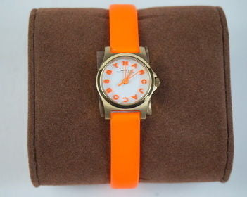 Marc Jacobs Henry Dinky White Dial Orange Leather Strap Watch for Women - MBM1236